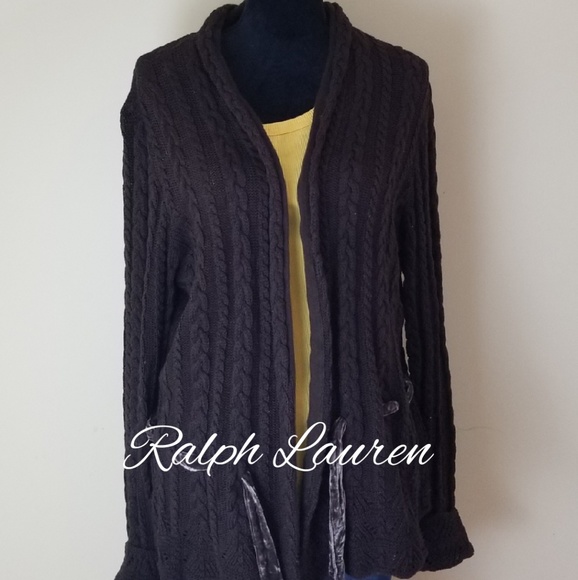 Ralph Lauren Sweaters - RALPH LAUREN COTTON CARDIGANS EAW/ VELVET SASH, XL